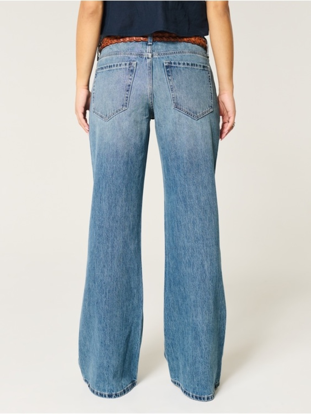 Hollister Low Rise Baggy Flare Jeans Y2K Mid Blue Wide Leg Rigid Denim 2R/26 EUC - Picture 15 of 15